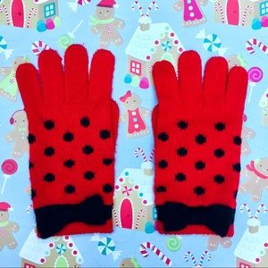 Disney ❉ Minnie Mouse Inspired Red & Black Bow Polka Dot Gloves